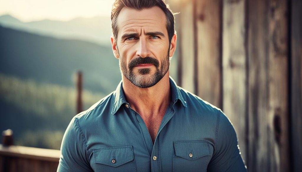 masculine image with mustache