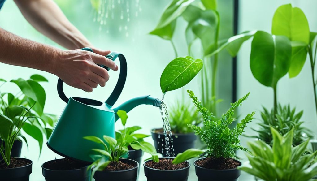 watering indoor plants